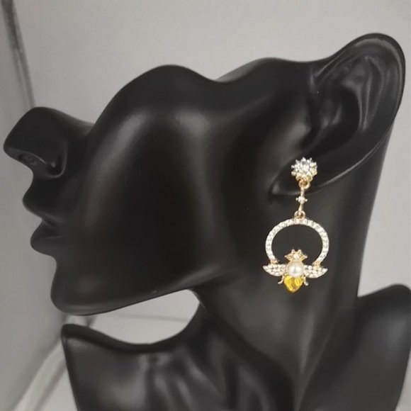 Gold Bee Hoops Earrings - Anthropologie - Picture 3 of 3